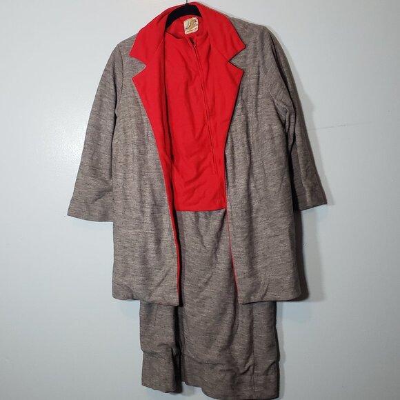 Vintage Silla's from Italy to Miami Gray and red 3-piece suit 1960's / 1970's - Picture 1 of 10